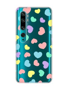Прозорий чохол на Xiaomi Mi Note 10/Note 10 Pro :: Різнокольорові сердечка (принт 335)
