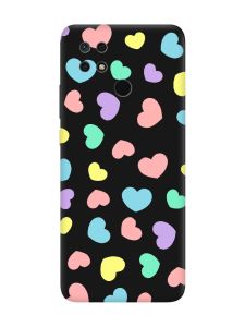 Матовий чорний чохол на Xiaomi Redmi 10C :: Різнокольорові сердечка (принт 335)