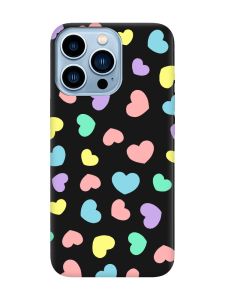 Матовий чорний чохол на Apple iPhone 13 Pro Max :: Різнокольорові сердечка (принт 335)