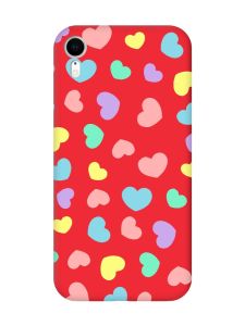 Матовий червоний чохол на Apple iPhone XR :: Різнокольорові сердечка (принт 335)