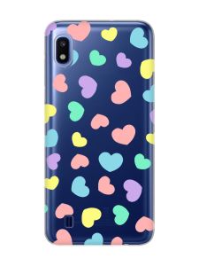 Прозорий чохол на Samsung Galaxy A10 (2019) A105 :: Різнокольорові сердечка (принт 335)