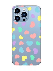 Прозорий чохол на Apple iPhone 13 Pro Max :: Різнокольорові сердечка (принт 335)