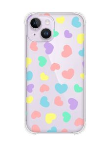 Чохол із потовщеними кутами на iPhone 14 :: Різнокольорові сердечка (принт 335)