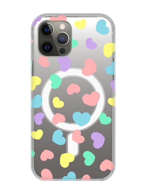 Магнітний чохол на iPhone 12 Pro Max із підтримкою MagSafe :: Різнокольорові сердечка (принт 335)
