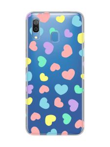 Прозорий чохол для Samsung Galaxy A30 (2019)/A20 (2019) :: Різнокольорові сердечка (принт 335)