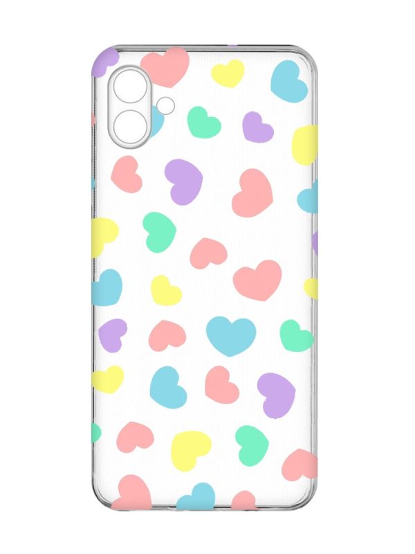 Прозорий чохол на Samsung Galaxy A04e/A042 :: Різнокольорові сердечка (принт 335)