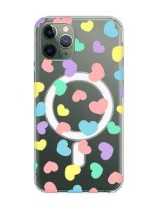 Магнітний чохол на iPhone 12/12 Pro із підтримкою MagSafe :: Різнокольорові сердечка (принт 335)
