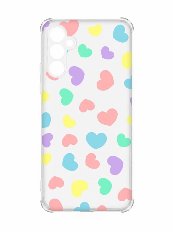 Чохол з потовщеними кутами на Samsung Galaxy A34 5G :: Різнокольорові сердечка (принт 335)