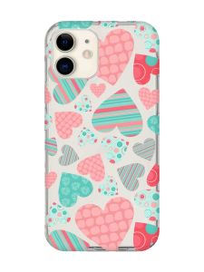Прозорий чохол на iPhone 12 mini :: Різнокольорові сердечка (принт 334)