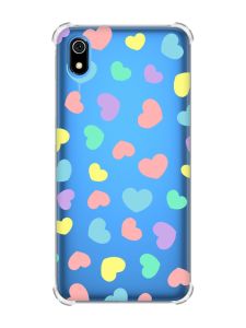 Чохол з потовщеними кутами для Xiaomi Redmi 7A :: Різнокольорові сердечка (принт 335)