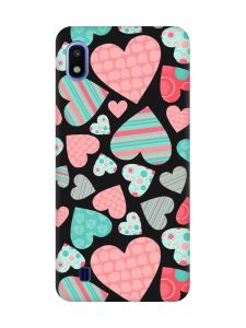 Матовий чорний чохол на Samsung Galaxy A10 (2019) A105 :: Різнокольорові сердечка (принт 334)