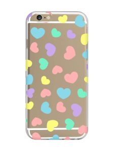 Прозорий чохол на iPhone 6/6s :: Різнокольорові сердечка (принт 335)