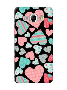 Матовий чорний чохол на Samsung Galaxy J5(2016) J510 :: Різнокольорові сердечка (принт 334)