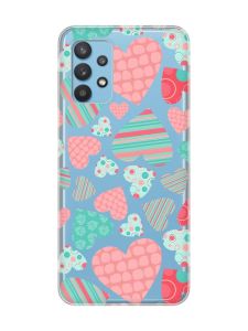 Прозорий чохол на Samsung Galaxy A32 :: Різнокольорові сердечка (принт 334)
