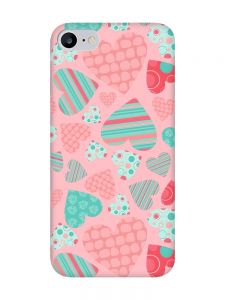 Матовий рожевий чохол на iPhone 7 / 8 :: Різнокольорові сердечка (принт 334)