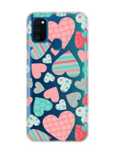 Прозорий чохол на Samsung Galaxy M30s/M21 :: Різнокольорові сердечка (принт 334)