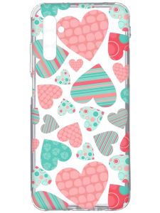 Прозорий чохол на Samsung Galaxy A34 5G/A346 :: Різнокольорові сердечка (принт 334)