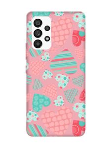 Матовий рожевий чохол на Samsung Galaxy A53 4G/5G :: Різнокольорові сердечка (принт 334)