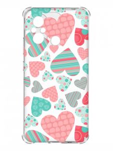Чохол з потовщеними кутами на Xiaomi Redmi 12C :: Різнокольорові сердечка (принт 334)