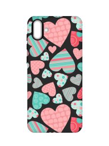 Матовий чорний чохол на Samsung Galaxy A04 :: Різнокольорові сердечка (принт 334)