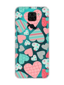 Прозорий чохол на Xiaomi Redmi Note 9 :: Різнокольорові сердечка (принт 334)