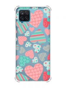 Чохол з потовщеними кутами на Samsung A12 4G :: Різнокольорові сердечка (принт 334)