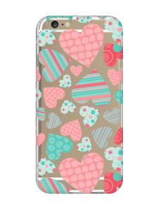 Прозорий чохол на iPhone 6/6s :: Різнокольорові сердечка (принт 334)