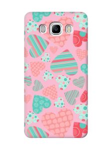Матовий рожевий чохол на Samsung Galaxy J7(2016) J710 :: Різнокольорові сердечка (принт 334)