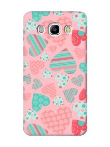 Матовий рожевий чохол на Samsung Galaxy J5(2016) J510 :: Різнокольорові сердечка (принт 334)