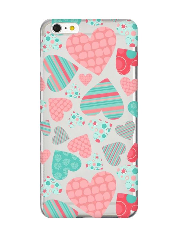 Прозорий чохол на iPhone 6+/6 Plus :: Різнокольорові сердечка (принт 334)