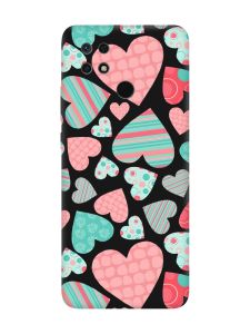Матовий чорний чохол на Xiaomi Redmi 10C :: Різнокольорові сердечка (принт 334)
