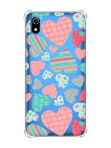 Чохол з потовщеними кутами для Xiaomi Redmi 7A :: Різнокольорові сердечка (принт 334)