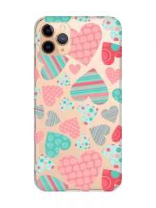 Прозорий чохол на iPhone 11 Pro Max (6,5) :: Різнокольорові сердечка (принт 334)