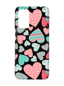 Матовий чорний чохол на Xiaomi Redmi Note 11 4G :: Різнокольорові сердечка (принт 334)