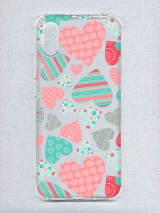 Чохол з потовщеними кутами на Xiaomi Redmi 9A :: Різнокольорові сердечка (принт 334)