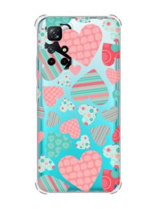 Чохол з потовщеними кутами на Xiaomi Redmi Note 11 4G :: Різнокольорові сердечка (принт 334)
