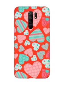 Матовий червоний чохол на Xiaomi Redmi Note 8 Pro :: Різнокольорові сердечка (принт 334)