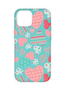 Матовий бірюзовий чохол на Apple iPhone 12 Pro Max :: Різнокольорові сердечка (принт 334)