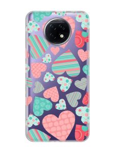 Прозорий чохол на Xiaomi Redmi Note 9T/Redmi Note 9 5G :: Різнокольорові сердечка (принт 334)