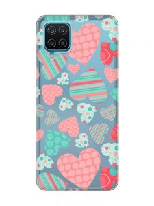 Прозорий чохол на Samsung Galaxy A12 4G :: Різнокольорові сердечка (принт 334)