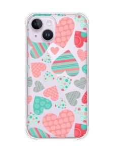 Чохол із потовщеними кутами на iPhone 14 :: Різнокольорові сердечка (принт 334)