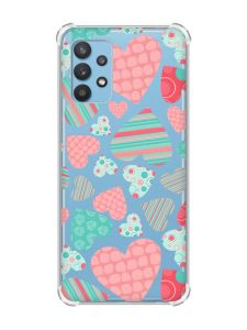 Чохол з потовщеними кутами на Samsung Galaxy A32 :: Різнокольорові сердечка (принт 334)