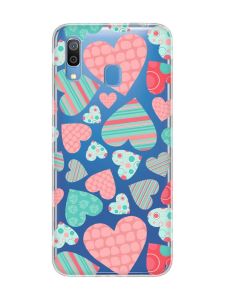 Прозорий чохол для Samsung Galaxy A30 (2019)/A20 (2019) :: Різнокольорові сердечка (принт 334)
