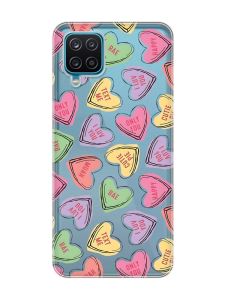 Прозорий чохол на Samsung Galaxy A12 4G :: Сердечка з текстом (принт 333)