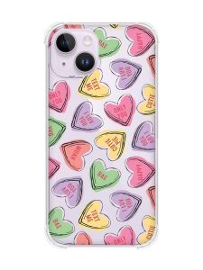 Чохол із потовщеними кутами на iPhone 14 :: Сердечка з текстом (принт 333)