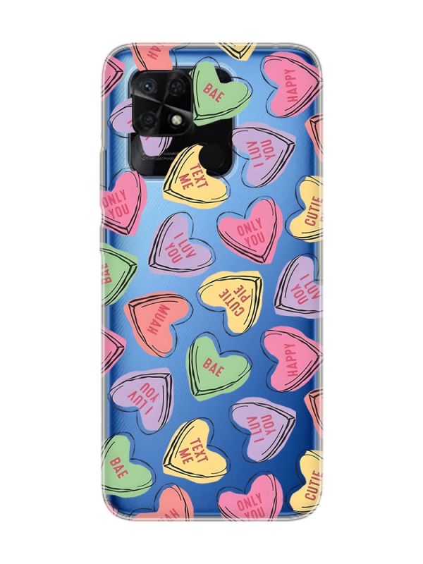 Прозорий чохол на Xiaomi Redmi 10C :: Сердечка з текстом (принт 333)