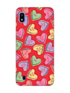 Матовий червоний чохол на Samsung Galaxy A10 (2019) A105 :: Сердечка з текстом (принт 333)