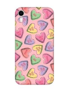 Матовий рожевий чохол на Apple iPhone XR :: Сердечка з текстом (принт 333)