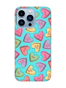 Матовий бірюзовий чохол на Apple iPhone 13 Pro Max :: Сердечка з текстом (принт 333)