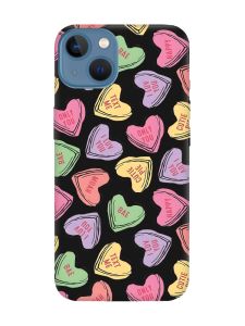 Матовий чорний чохол на Apple iPhone 13 :: Сердечка з текстом (принт 333)